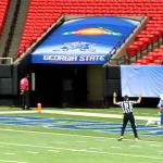 Donovan Harden scrores first touchdown for GSU on 75 yard pass from Neil Arbuckle during GSU versus Liberty game, October 3, 2015