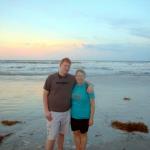 Julia and Sam on Daytona Beach at dusk