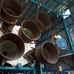 Saturn V first stage rocket engines on display at Saturn V Museum at Kennedy Space Center