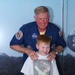 Sam with space shuttle commander Jon McBride in 2008