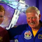Sam with shuttle command pilot Jon McBride at the Kennedy Space Center Visitor Complex (same astronaut Sam met in 2007 at KSC)