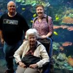 Grandmother Burke, Edward and Julia at Georgia Aquarium tropical reef tank on October 20, 2017