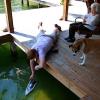 Sam shows Grandmother Burke and Molly his radio controlled speed boat at Lake Burton, Septmber 7, 2014