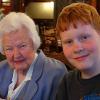 Grandmother Burke and Sam at Dillard House, September 6, 2014