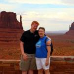 Sam and Julia on patio of The View Hotel in Monument Valley