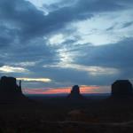 First hint of sunrise at Monument Valley as seen from room balcony at The View Hotel