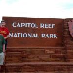 Julia and Sam at entrance to Capitol Reef National Park near Torrey, UT