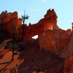 Two windows in rocks beside Mossy Cave trail in Bryce Canyon NP