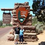 Sam and Julia at entrance to Zion NP