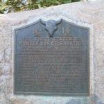 Historical marker commemorating first Pioneer Day celebrated at Silver Lake on anniversary of Brigham Young expedition arriving at Salt Lake Valley