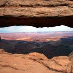 Close-up view through Mesa Arch at Canyonlands NP near Moab