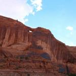 Poison Spider Arch as seen from jet boat on Colorado River near Dead Horse Point State Park